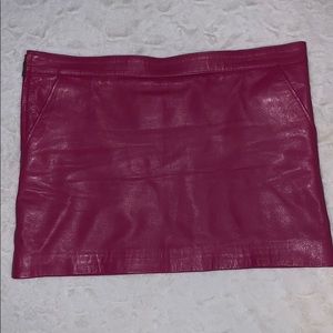 Pink leather skirt